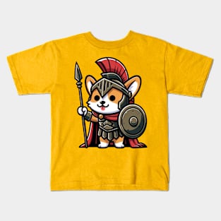 Spartan warrior corgi Kids T-Shirt